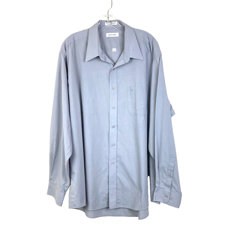 Pierre Cardin Men's Long Sleeve Dress Shirt Size 18 36/37 Gray